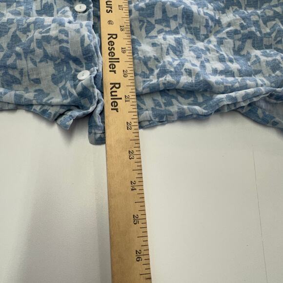 Wrap London Shirt Womens 14 Blue White Printed Button Up Linen Coastal - Picture 6 of 7